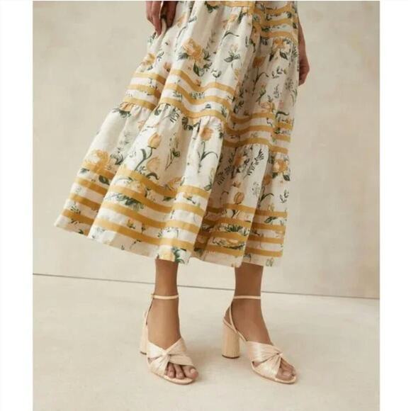 NEW $395 Loeffler Randall Reed Cream Sparkle Pleated Twist Heel - Picture 3 of 13